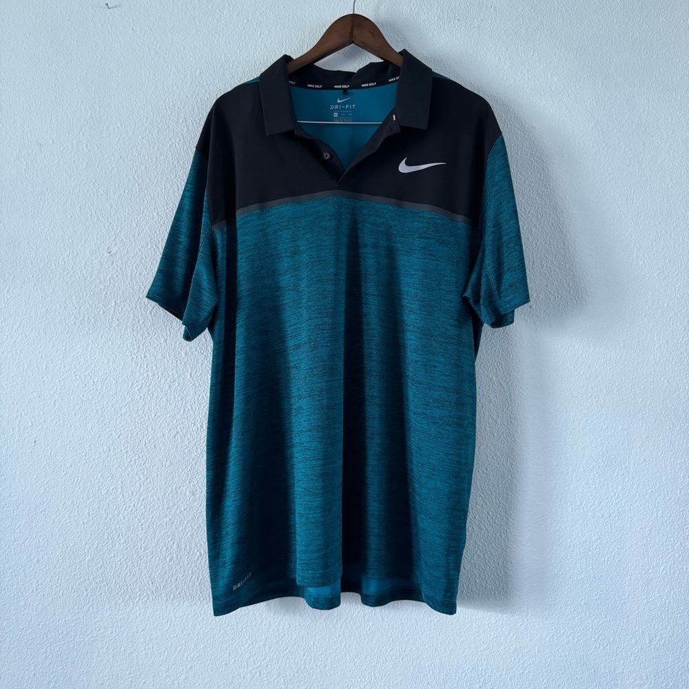 NIKE Tiger Woods Dry Blocked Golf Polo Shirt Swoosh Logo Blustery XXL Men’s NEW - Picture 10 of 10